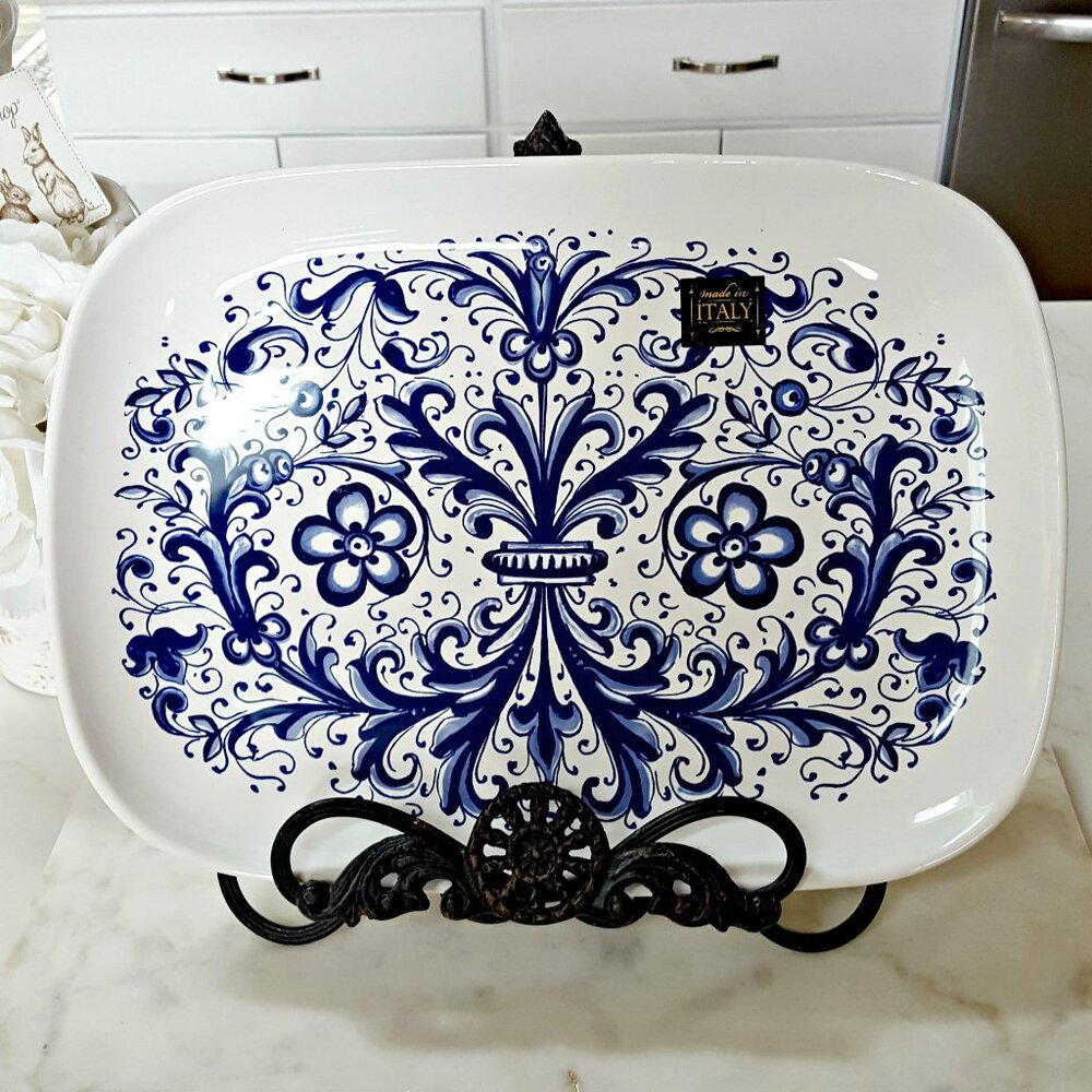 NEW! FLORAL ITALIAN POTTERY PLATTER NOVA DERUTA